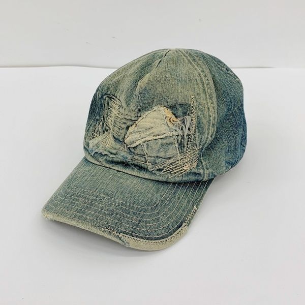 KAPITAL キャピタル 老人と海 デニム キャップ 帽子 ボウシ ベースボール リペア加工 ダメージ 古着 メンズ インディゴ 服飾 DF17540■