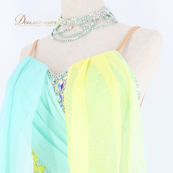 社交ダンス 衣装 白樺ドレス ドレス ワンピース 黄色 水色 パステル デモ 競技 明るい イエロー系 ブルー系 パーティ 発表会 フロート レース パーティードレス イベント用 ドレスアップ おしゃれ 女性用 ふんわり エレガント