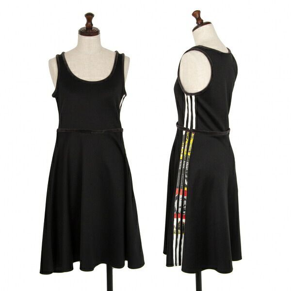 ワイスリーY-3 グラフィックスリーラインノースリーブワンピース 黒S