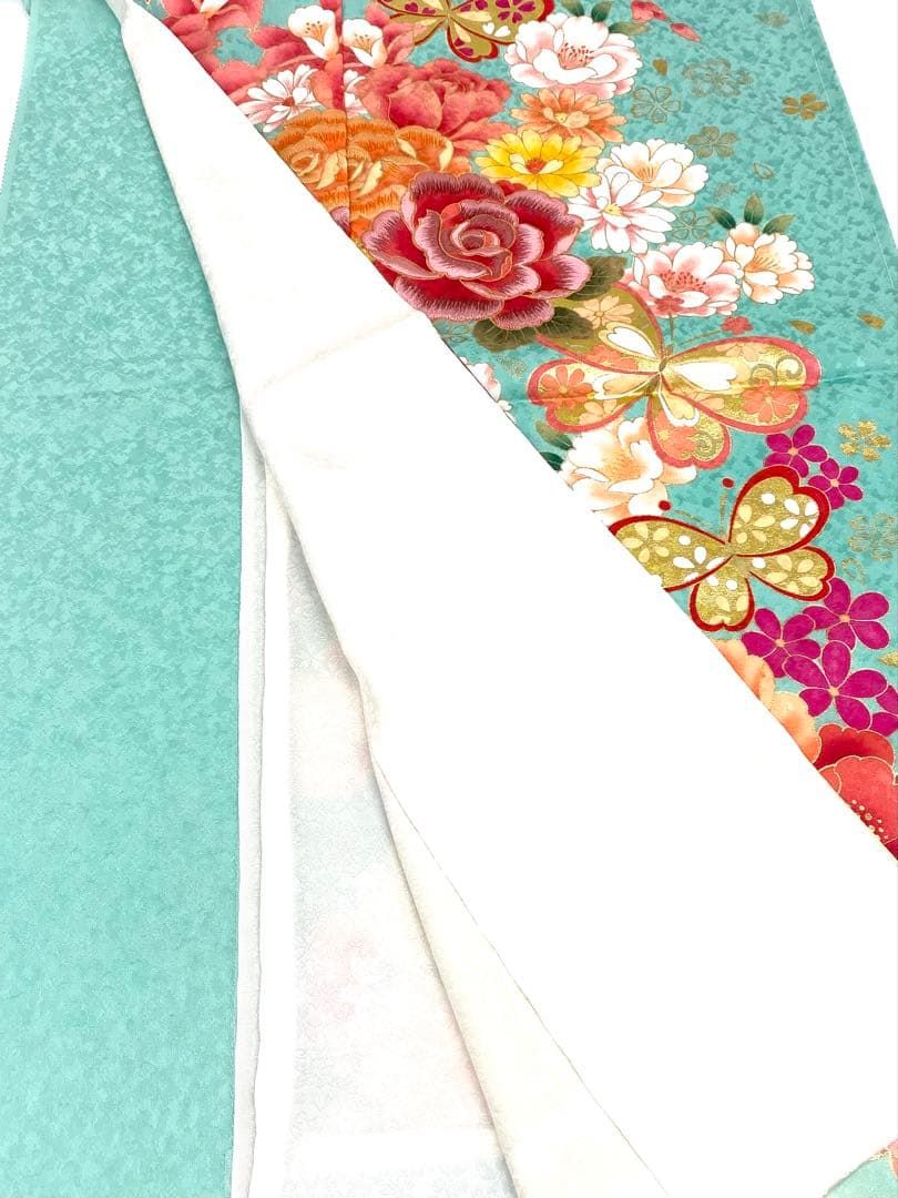 振袖 仮絵羽 刺繍 金彩 舞台衣装 正絹 未仕立て品 八掛付き MOK833