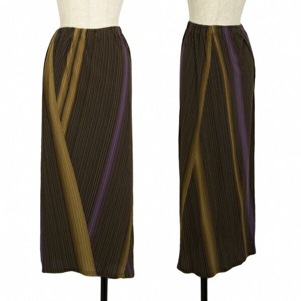 ヨーガンレールJURGEN LEHL コットンストライプジャガードニットスカート こげ茶M