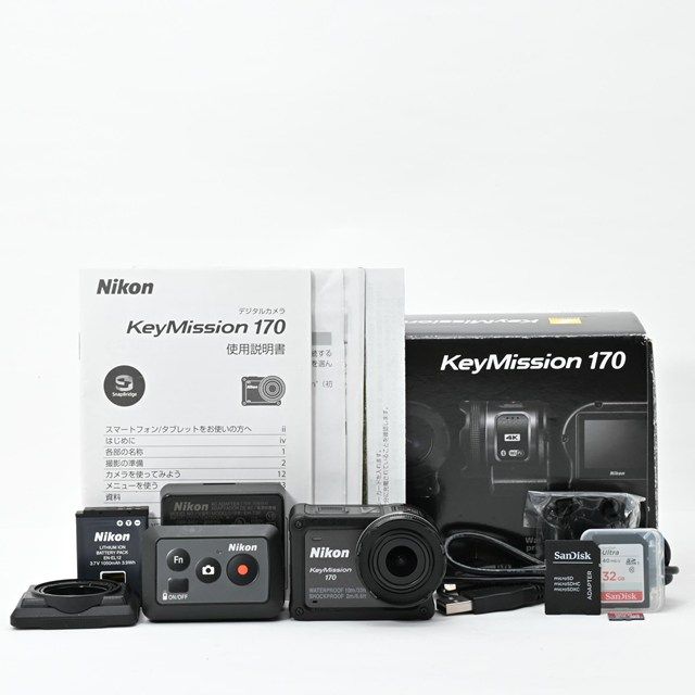 Nikon KeyMission 170 ブラック｜防水×超広角アクションカメラ｜動作良好 外観きれい｜レンズ枠部わずかに使用感あり｜アウトドア撮影に最適な高耐久モデル