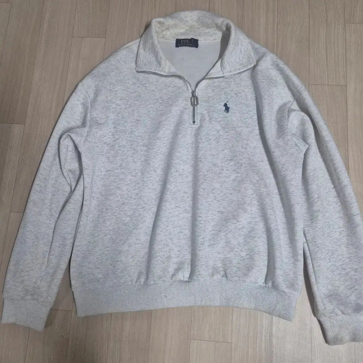 送料無料) ポロラルフローレン ハーフジップアップ スウェット グレー