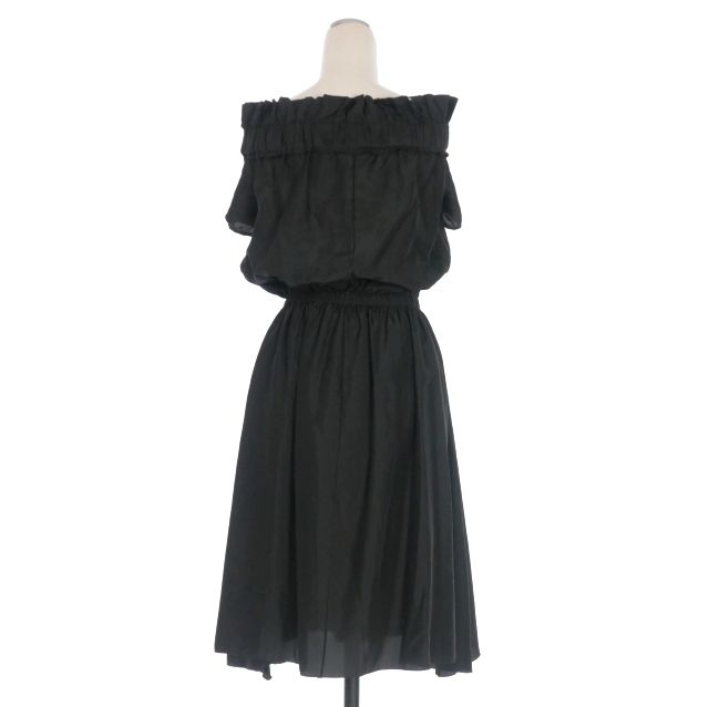 【中古】ニナリッチ NINA RICCI シルク フリル オフショルワンピース ドレス 半袖 36 ブラック 黒 12PCRO537DB0085 ニナリッチ NINA RICCI シルク フリル オフショルワンピース ドレス