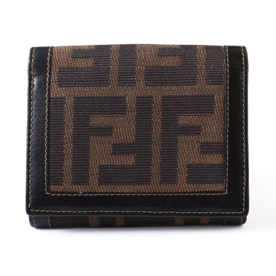 FENDI フェンディ ズッカ 三つ折り 財布 ウォレット ブラウン 茶