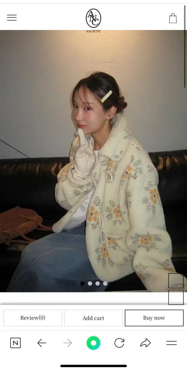 アノエティック フラワー パータン フリース ジャケット