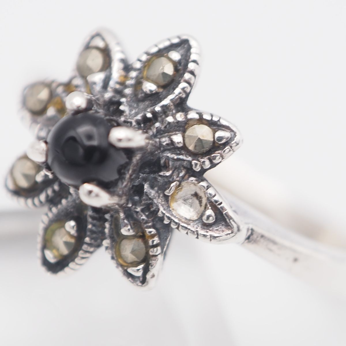 L071 オニキス マーカサイト マルカジット 925刻印 リング デザイン