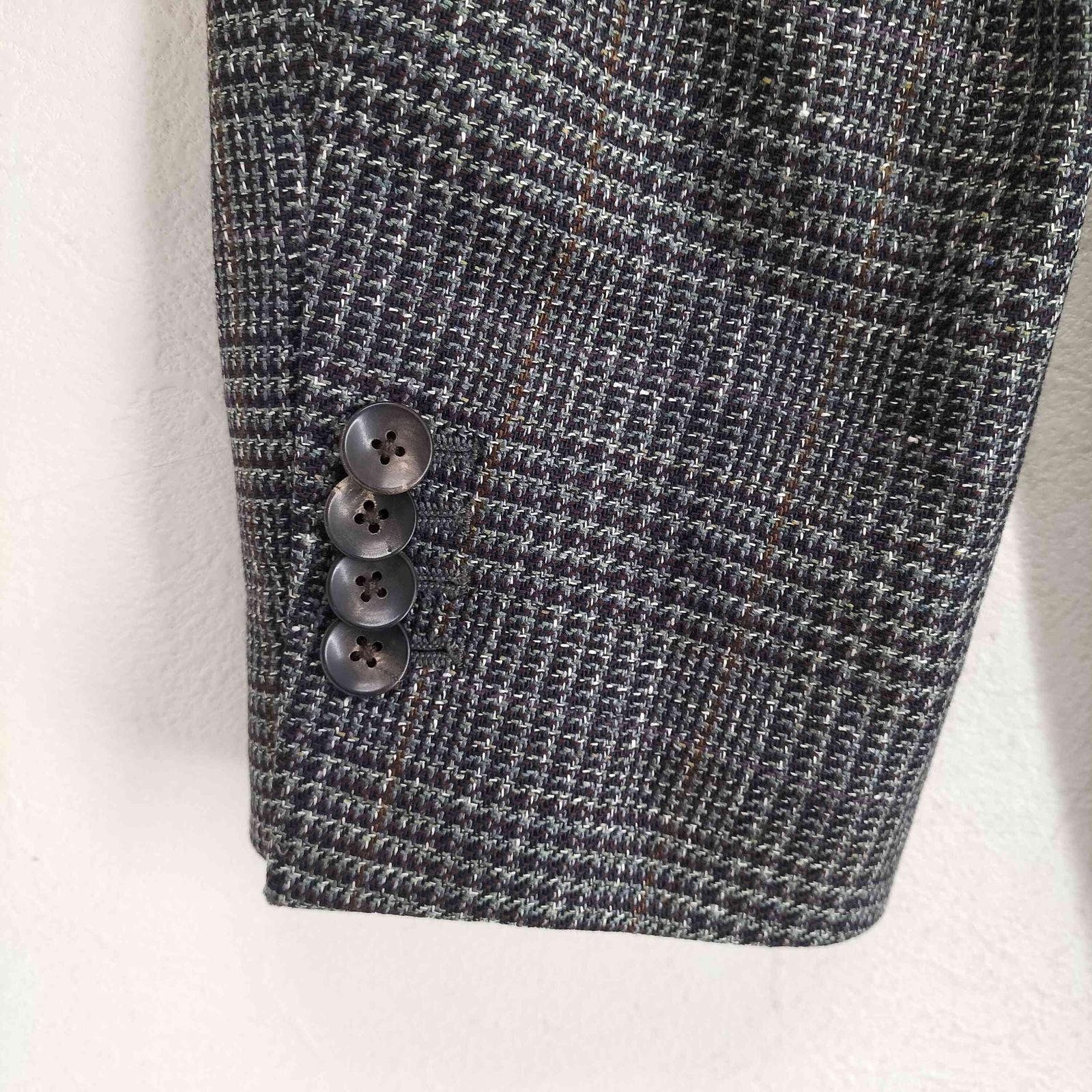 ラルディー二 LARDINI 段返り3B グレンチェックシルクテーラートド