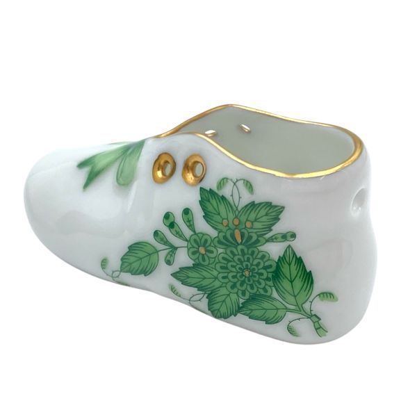 未使用 ヘレンド Herend アポニー・グリーン ミニベビーシューズ