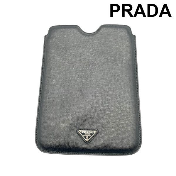 プラダ PRADA タブレットケース iPad mini ケース 黒 レザー ユニ