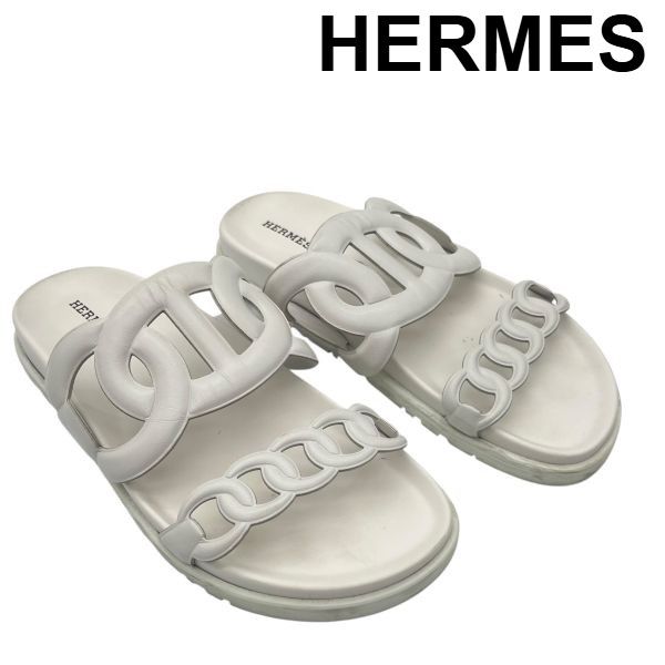 ○ エルメス HERMES サンダル エクストラ シェーヌ・ダンクル 白 37 1