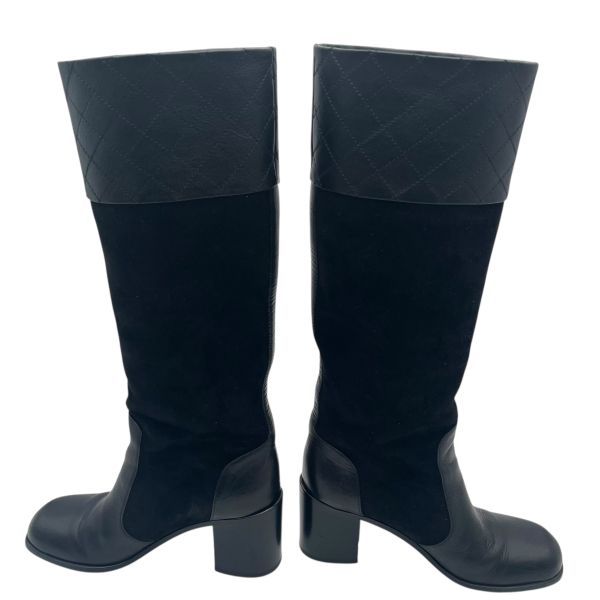 CHANEL ロングブーツ 黒スエード CHANEL（シャネル） スエード ロング ブーツ G36748 38C 日本サイズ