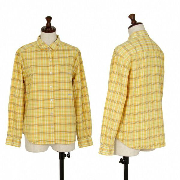 マドモアゼルノンノンMademoiselle NON NONコットンチェックシャツ 黄M