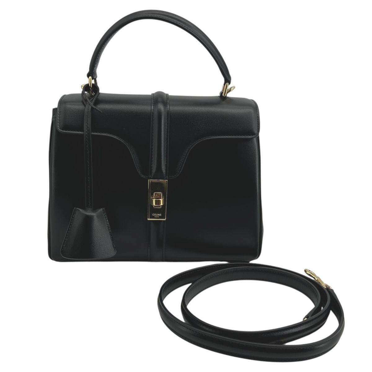 CELINE セリーヌ .38 NO スモール 16 セーズ 2 WAYハンドバッグ ショルダーバッグ ブラックレディース SA