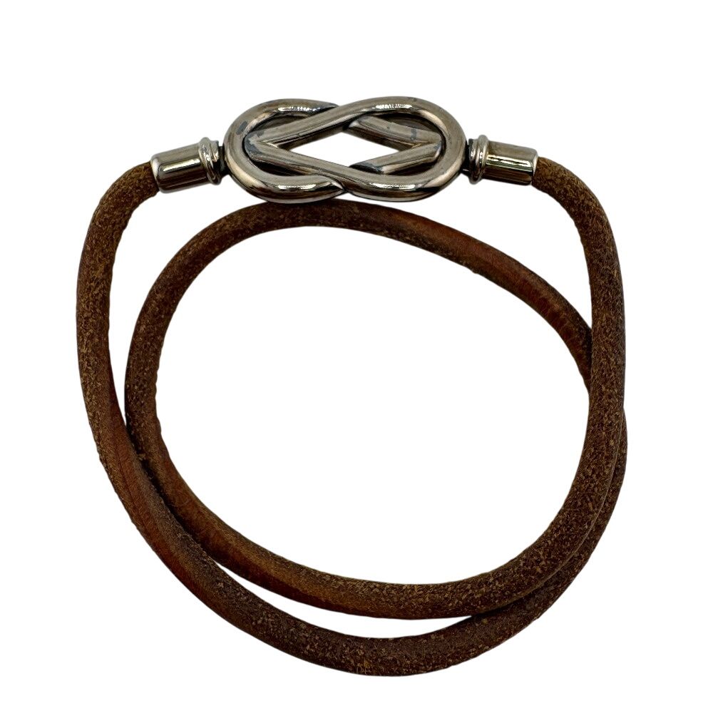 HERMES アタメブラウンレザーブレスレット HERMES エルメス 2連 アタメ ブレスレット ブラウン レディース - メルカリ