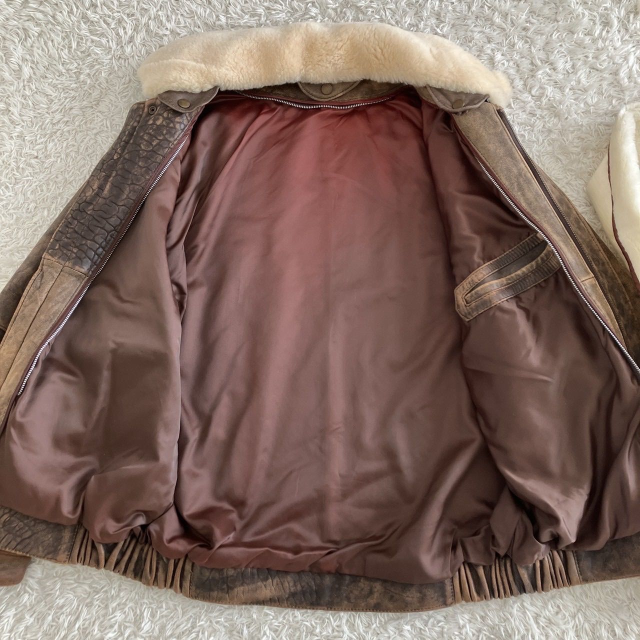 ②vintage ヴィンテージ G-1 A-2フライトレザージャケット ムートン 襟