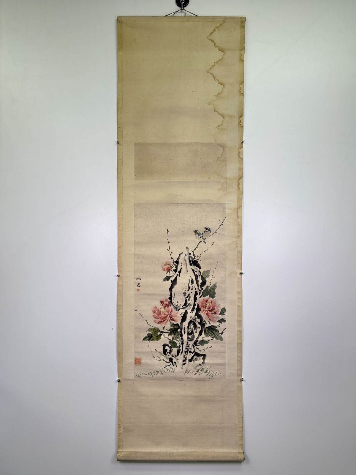 中国画 趙松石 松石作 花鳥 掛軸 華やか 和室|床の間 インテリア