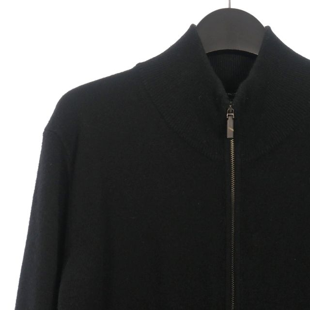 【中古】アルベルトブレーシ o bresci カシミヤ ロゴ刺繍 ジップアップ ニット セーター 長袖 M ブラック 黒 メンズ アルベルトブレーシ o bresci カシミヤ ロゴ刺繍 ジップアップ ニット