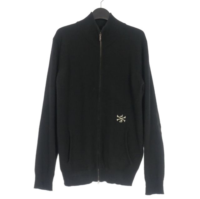 【中古】アルベルトブレーシ o bresci カシミヤ ロゴ刺繍 ジップアップ ニット セーター 長袖 M ブラック 黒 メンズ アルベルトブレーシ o bresci カシミヤ ロゴ刺繍 ジップアップ ニット