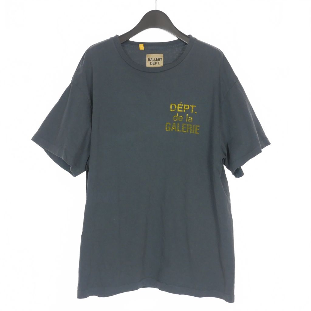 【中古】ギャラリーデプト GALLERY DEPT ロゴプリント ショートスリーブ Tシャツ カットソー 半袖 L ネイビー 紺 メンズ ギャラリーデプト GALLERY DEPT ロゴプリント ショートスリーブTシャツ
