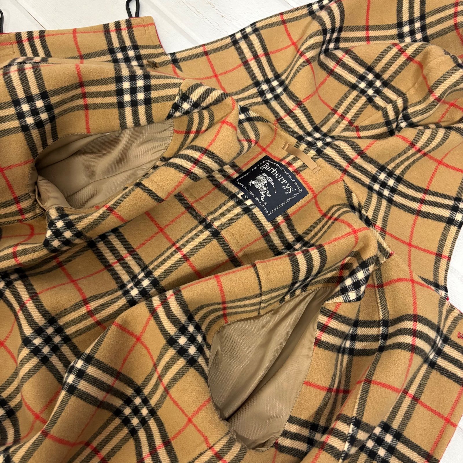 希少 バーバリー Burberry カシミヤ ウール ダブルフェイス ロング