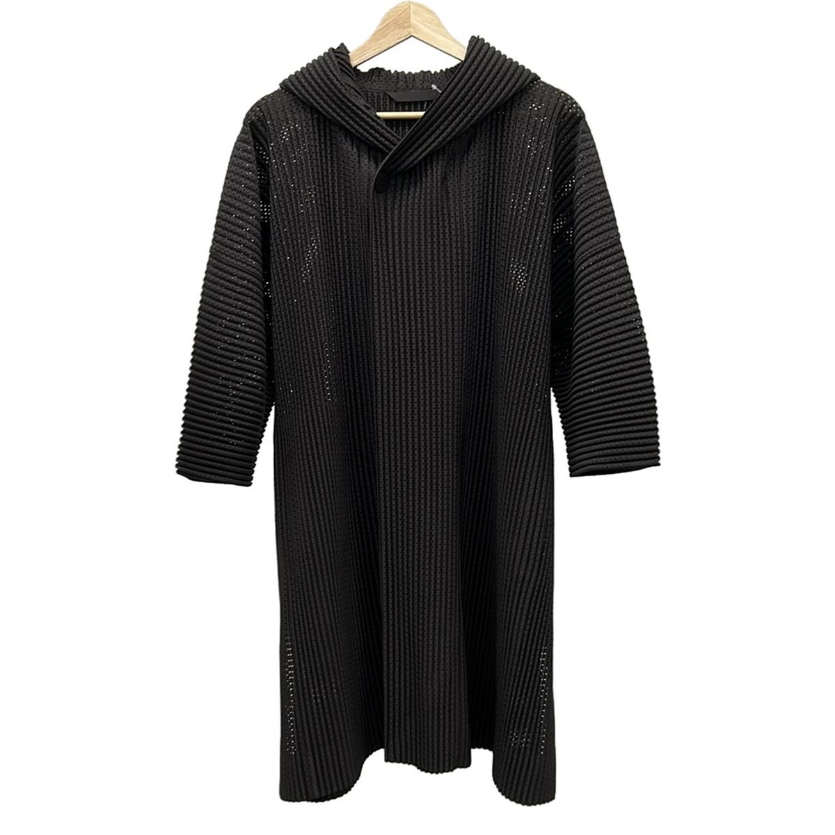 HOMME PLISSE ISSEY MIYAKE オム プリッセ イッセイ ミヤケ コート サイズ1 S メンズ - ダークグレー 長袖 プリーツ メッシュ 春 秋