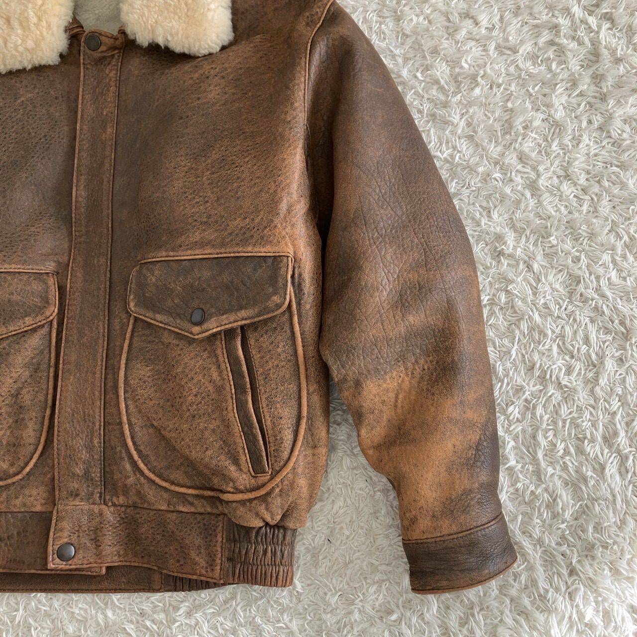 ムートン襟✨G-1 フライトジャケット ラムレザージャケット ヴィンテージ ① vintage ヴィンテージ G-1 A-2フライトレザージャケット ムートン