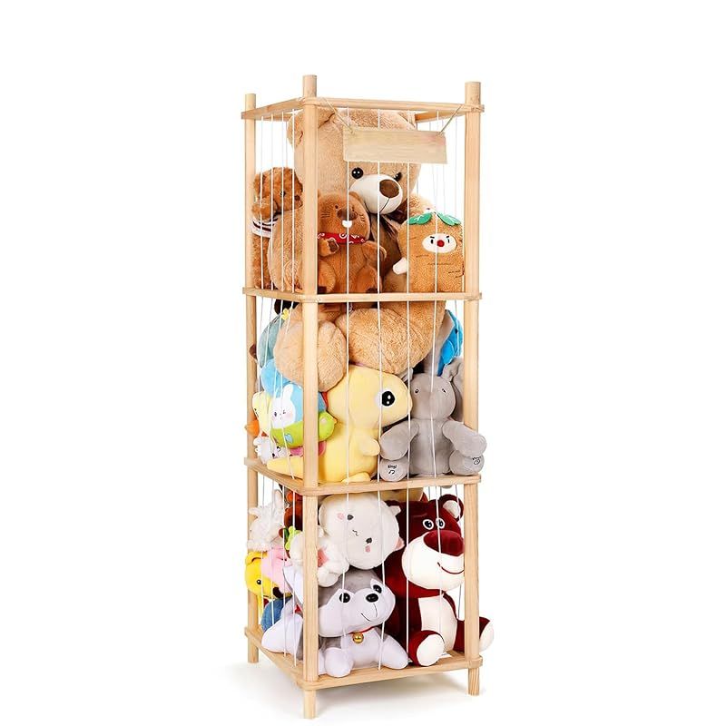ぬいぐるみ 収納 おもちゃ 収納ネット おもちゃ整理棚 木製フレーム ソフトトイストレージ 収納庫 ぬいぐるみオーガナイザーメッシュ 大容量 陳列ケース 陳列棚 抱き枕 DIY人形展示ボック プレイルーム 寝室 子供部屋の家具に