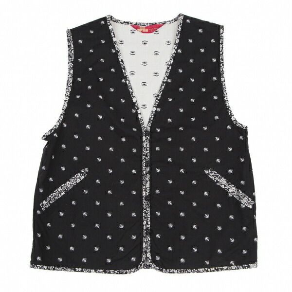 ヨーガンレールJURGEN LEHL ミツバチプリントベスト 黒白M位 ベスト