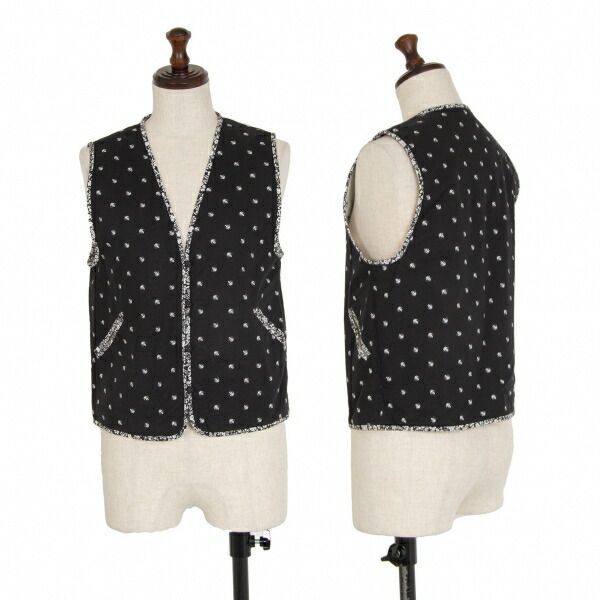 ヨーガンレールJURGEN LEHL ミツバチプリントベスト 黒白M位 ベスト