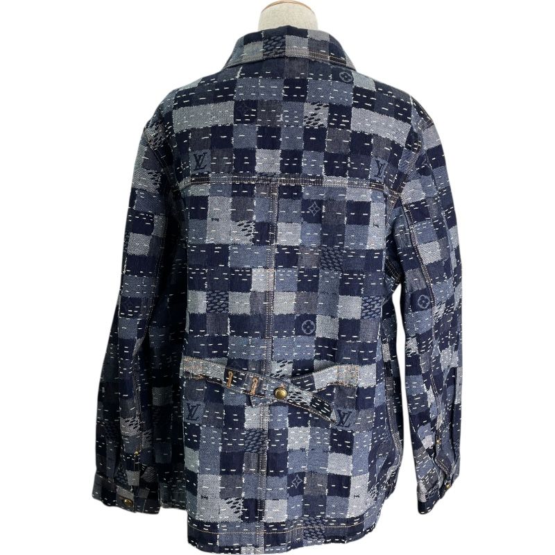 ルイ ヴィトン LOUIS VUITTON ×NIGO 再構築ダミエ総柄デニムジャケット HTA 80 W ブルー コットン メンズ デニムジャケット