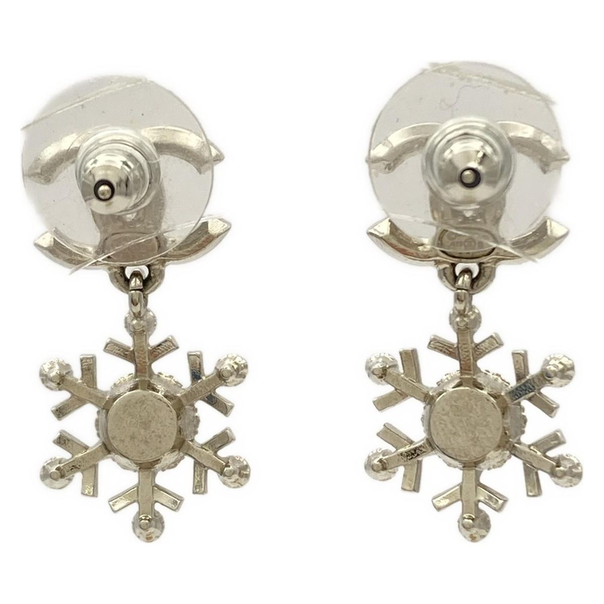CHANEL(シャネル) ピアス美品 ココマーク シルバー×クリア 雪の結晶