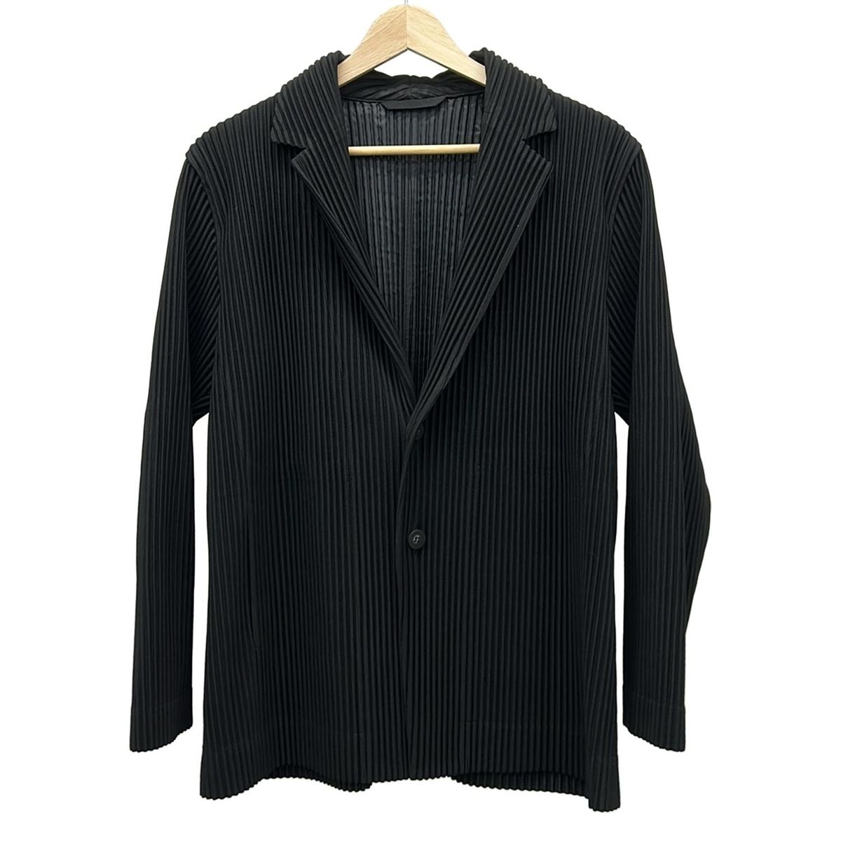 HOMME PLISSE ISSEY MIYAKE オム プリッセ イッセイ ミヤケ ジャケット サイズ1 S メンズ 黒 長袖 プリーツ 春 秋