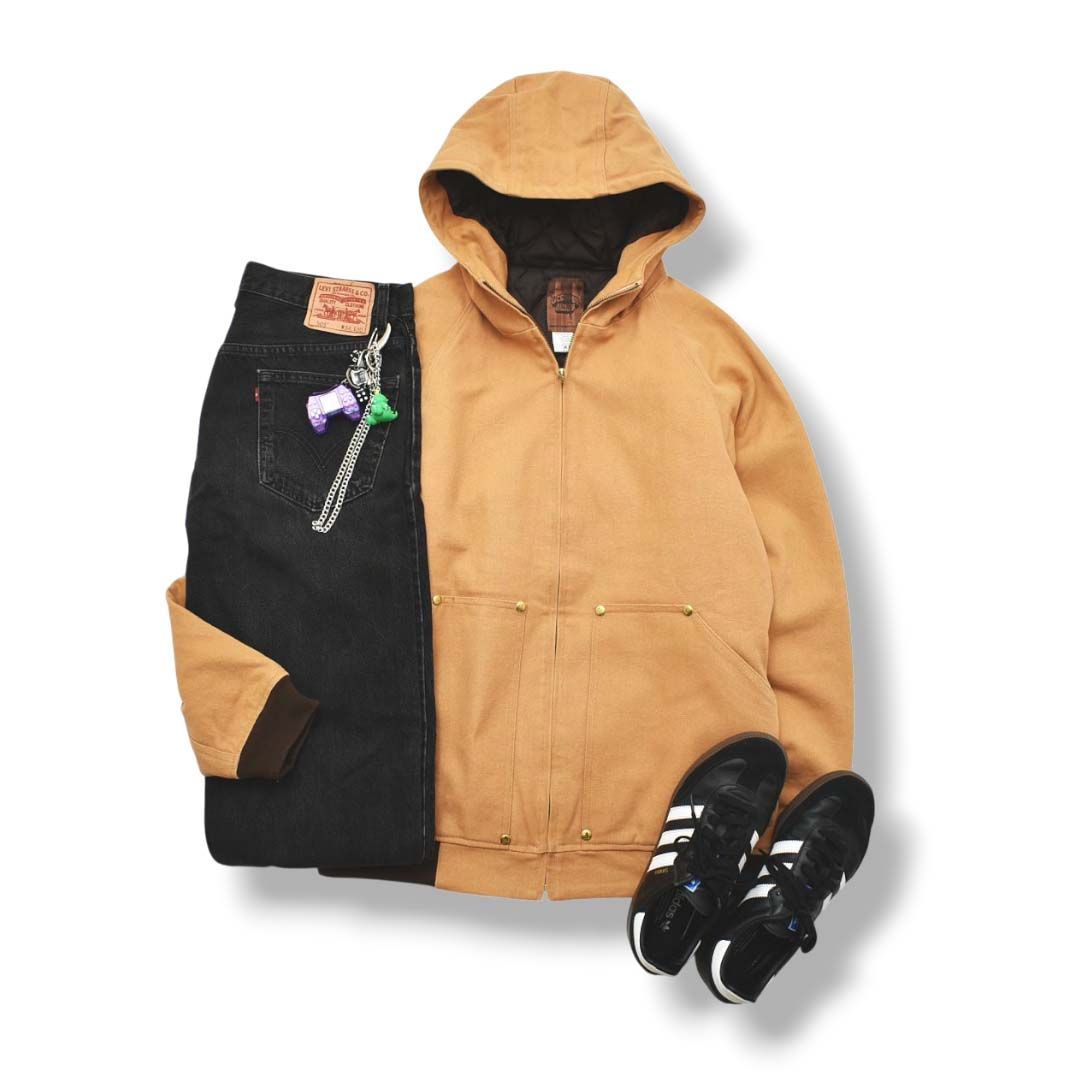 オクトパスアーミー OCTOPUSARMY アクティブ ジャケット ラグランスリーブ ダック地 パーカー ブルゾン XL キャメル メンズ 男性用 アメカジ ストレート カジュアル