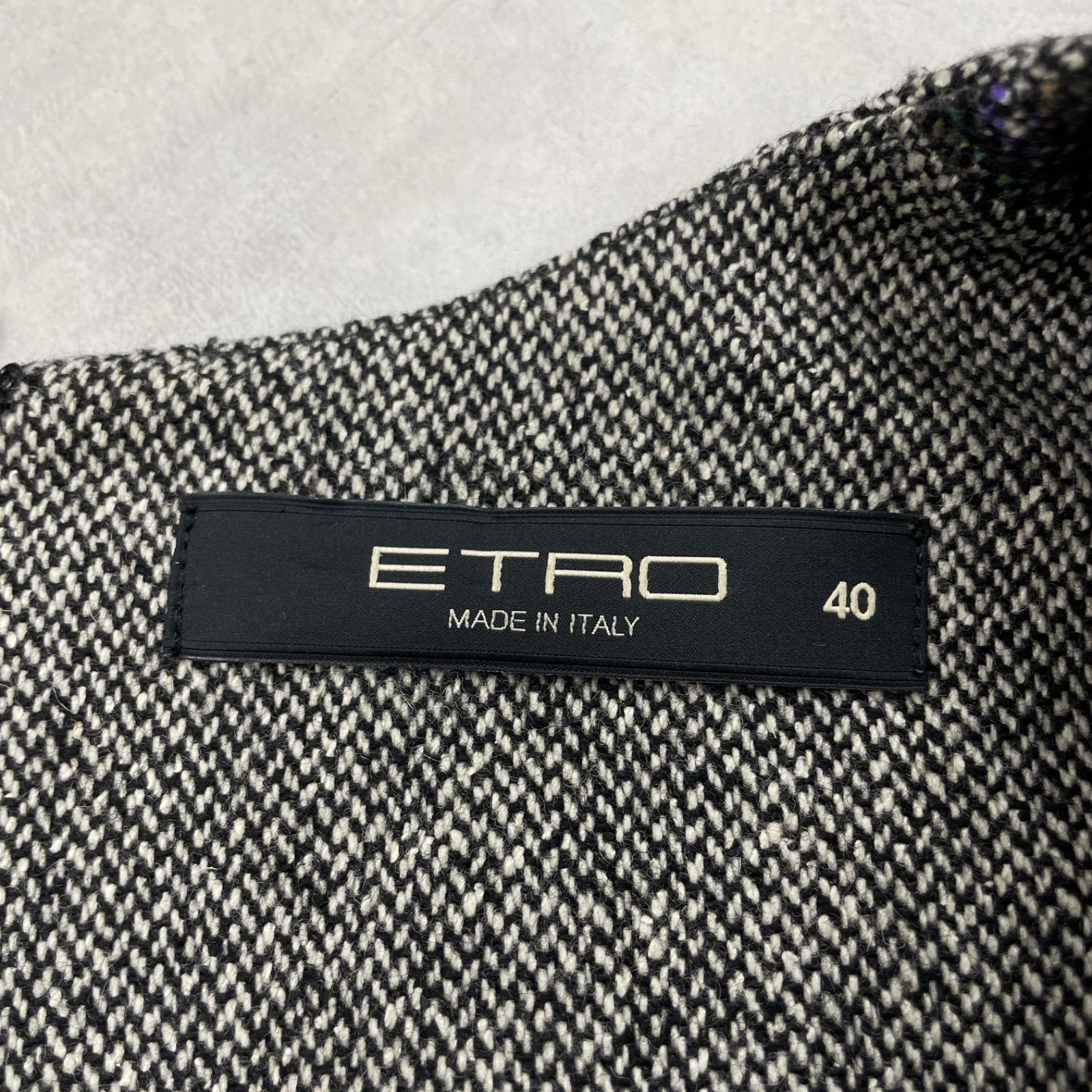 ETRO エトロ ワンピース ノースリーブ 総柄 ウール シルク グレー