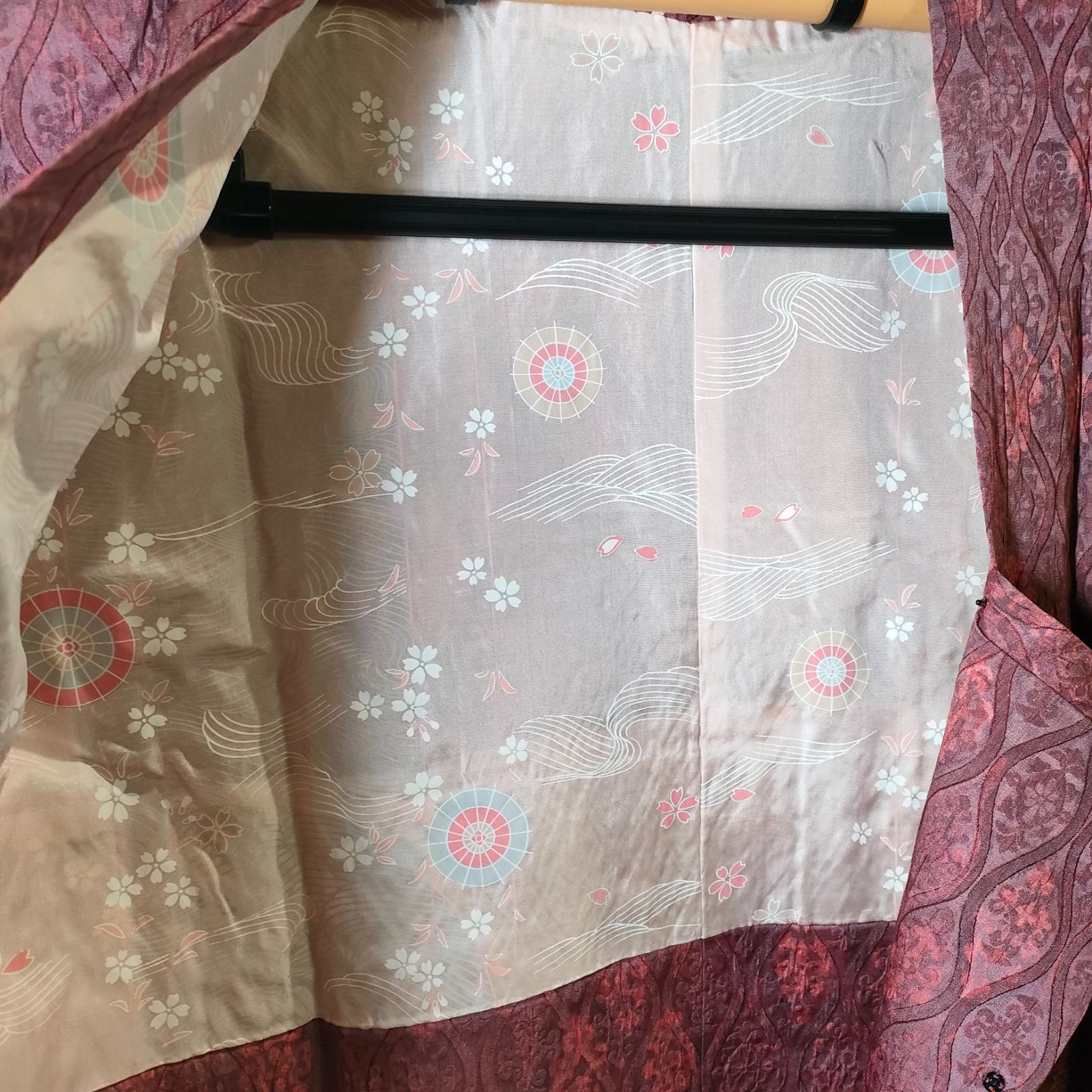  29 道行コート 玉虫色 着物 着物用コート 羽織 年代物 アンティーク Vintage 和装 浴衣 和服 骨董 リメイク 昭和 レトロ 婦人服 JAPAN 日本 織物 素材 生地 正絹 羽織 着物 浴衣