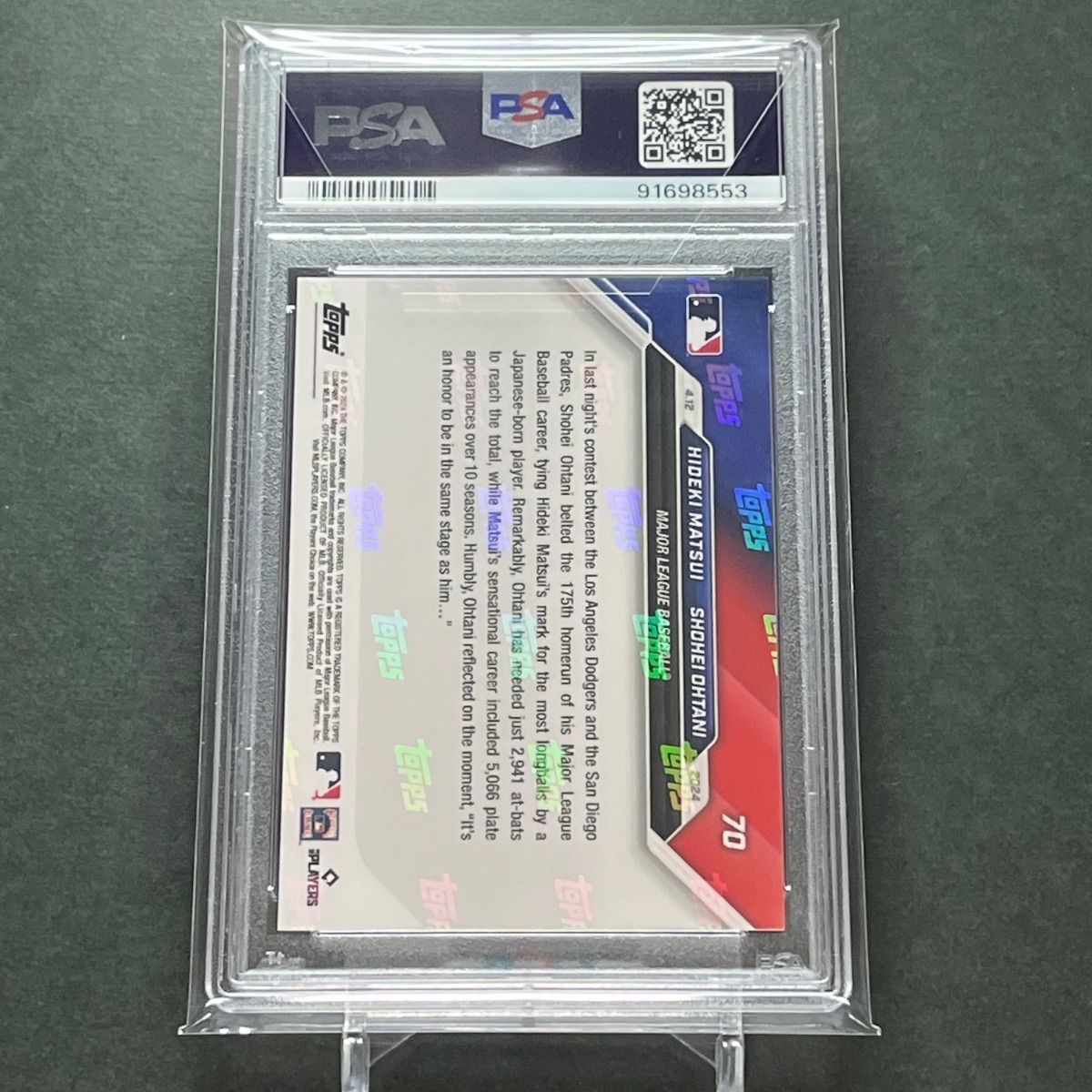 70【PSA10】PSA専用袋入！大谷翔平MLB日本人最多HR記念 2024 Topps now