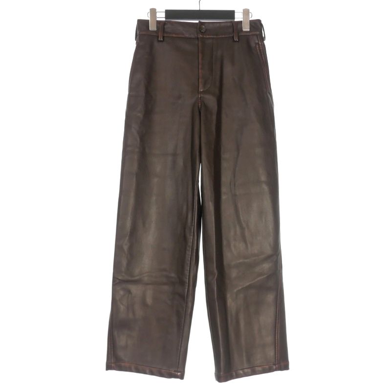 【中古】ンニット NKNIT 23AW エコレザー ワイドパンツ スラックス 1 ブラウン 茶 NKNIT23AW-N200 レディース ンニット NKNIT エコレザー ワイドパンツ スラックス 1 ブラウン 茶