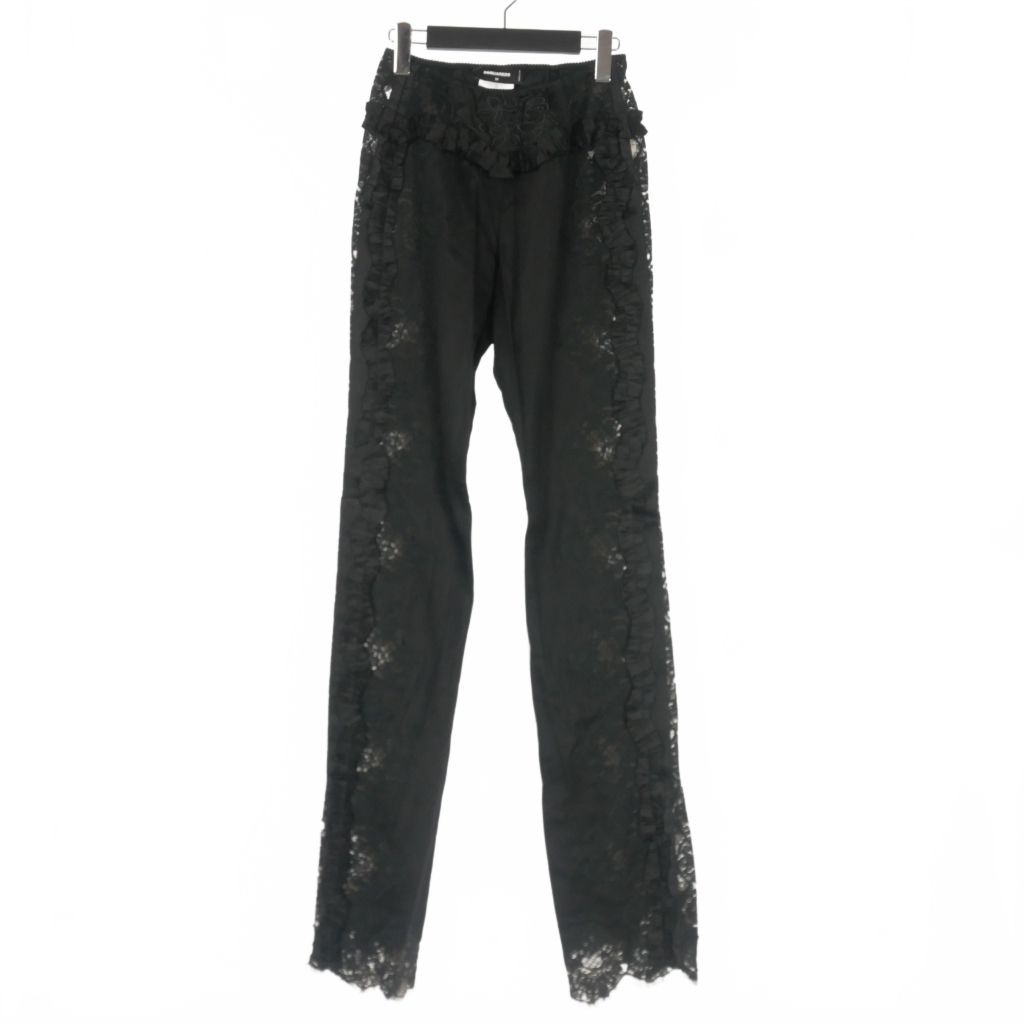 【中古】ディースクエアード DSQUARED2 23AW GothLaceTrimmedPant 刺繍レースフリルパンツ スラックス 38 S72KA1201 国内正規 レディース ディースクエアード DSQUARED2 23AW Goth Lace Trimmed Pant 刺繍