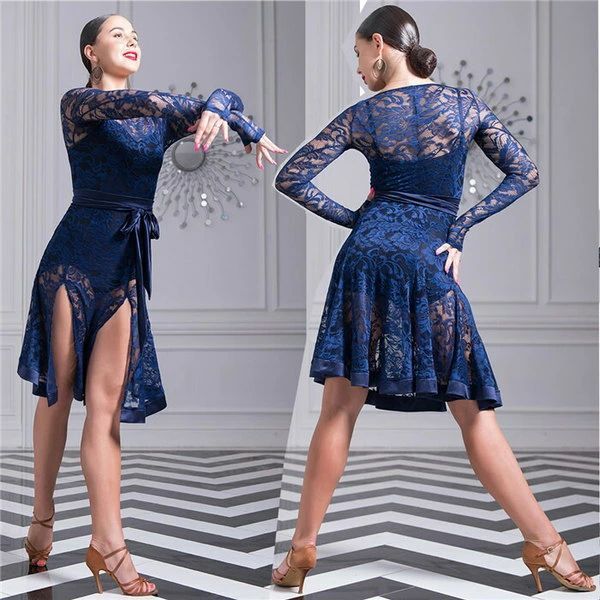 社交ダンス衣装 テンダンス ダンス衣装 演技服 レース ワンピース スタンダード 2点セット タンゴ服 モダンドレス ワルツ パーティー用 イベント 黒 ネイビー S|M|L|XLグローリーパーク ドレス ダンス衣装 社交ダンス ダンス バレエ