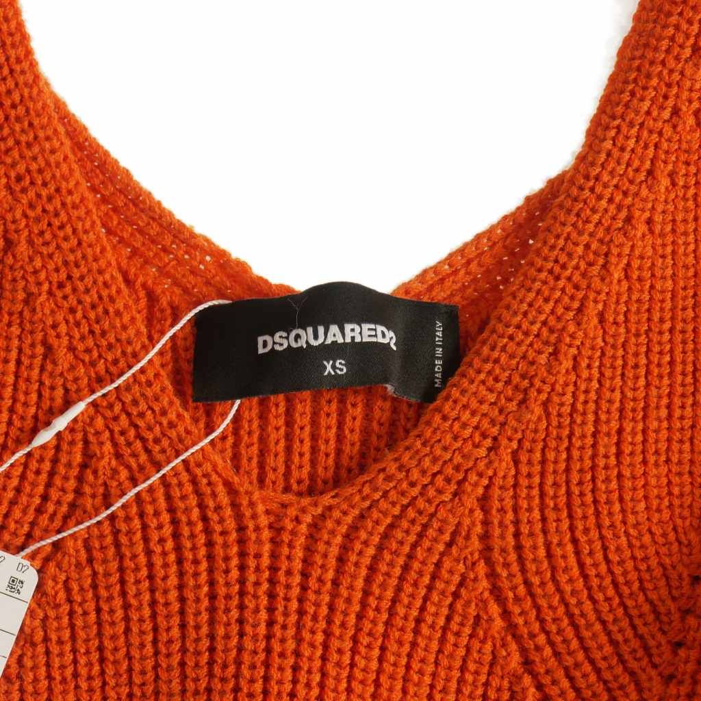 【中古】ディースクエアード DSQUARED2 23AW Vネックニット セーター ウール 長袖 XS オレンジ  S75HA1233 国内正規 ディースクエアード DSQUARED2 23AW Vネックニット セーター ウール