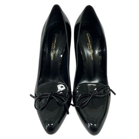 ジャンヴィトロッシ Gianvito Rossi パンプス エナメル ポインテッドトゥ ハイヒール ピンヒール リボン ワンポイント 35 1 2 22.5～23 cm 黒 ブラック