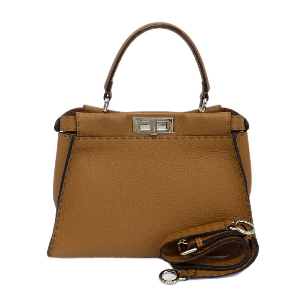 天白】フェンディ ピーカブー 2WAYハンドバッグ セレリア ブラウン