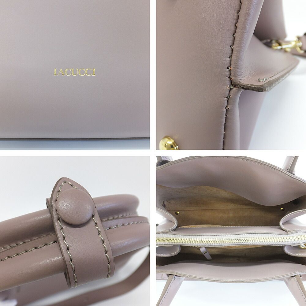 天白】イアクッチ べルーラ エム 2WAY ハンドバッグ パープル レザー 