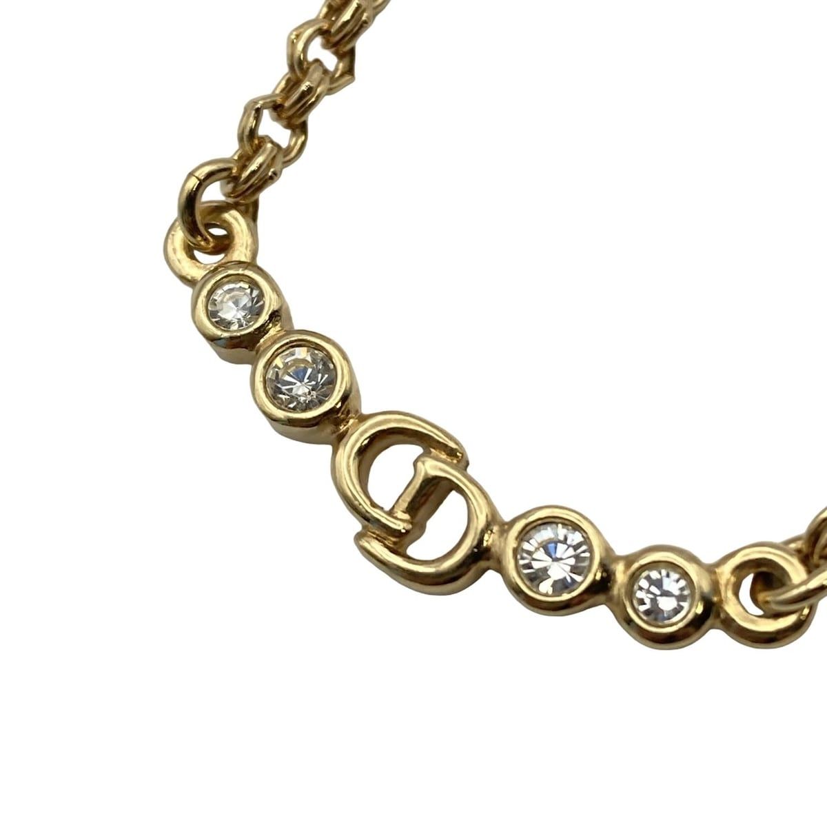 Dior CDロゴ ハート ラインストーン ネックレス クリスチャン 