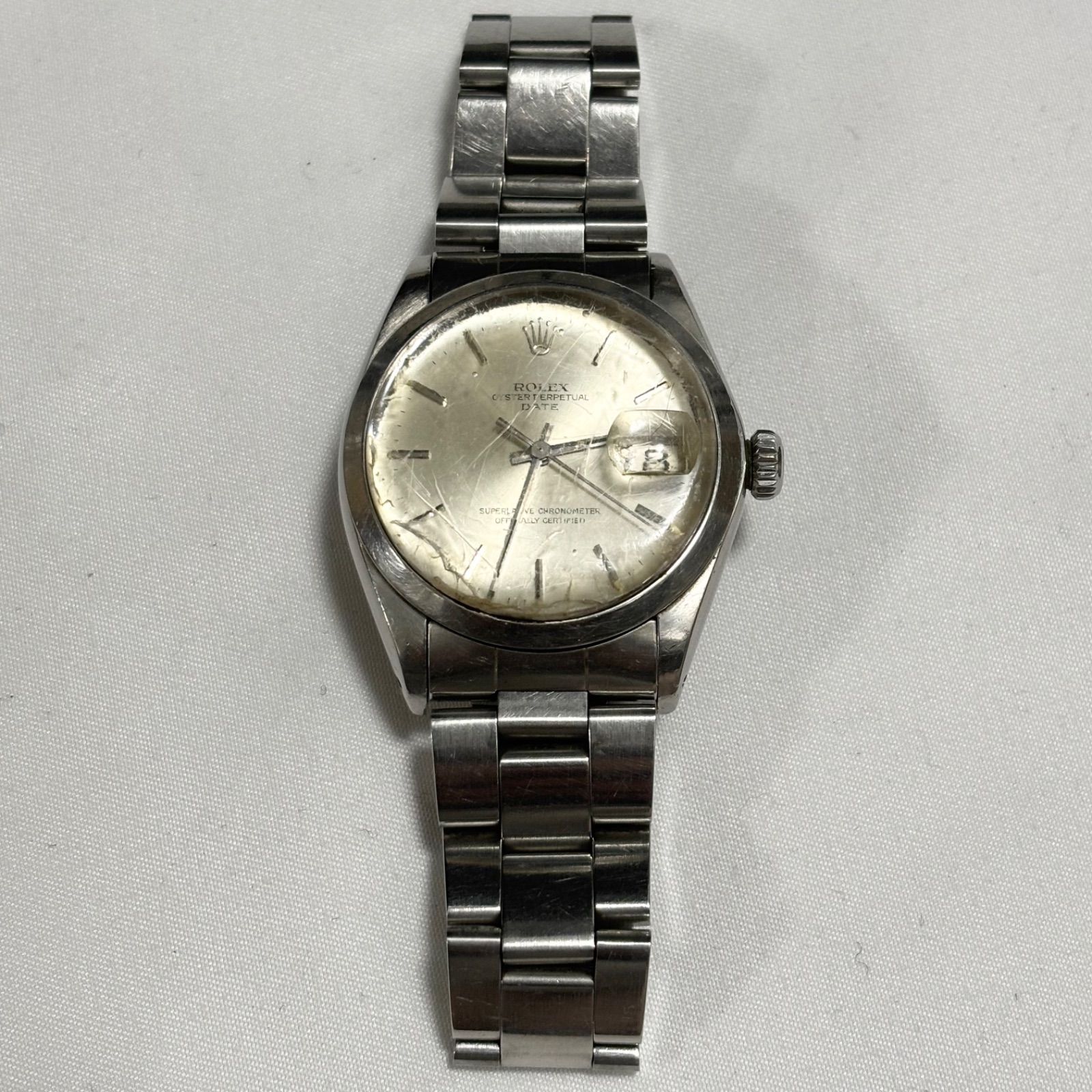動作品 ROLEX ロレックス Oyster Perpetual DATE オイスターパーペチュアル 78350 自動巻きシルバー メンズ トケイ ウォッチ 品