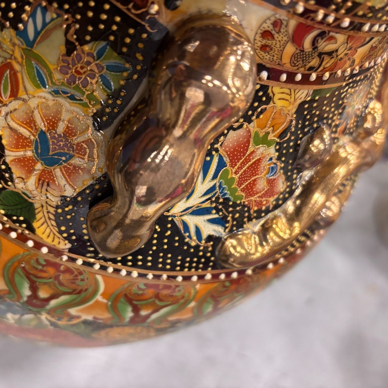 ▪️【大型】金彩 色絵 人物図 陶磁器 花瓶 壺 約60cm 床置き 中国美術