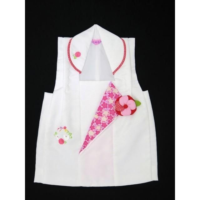 七五三 着物 被布コート 合繊 式部浪漫ブランド3歳女の子用 白 花輪