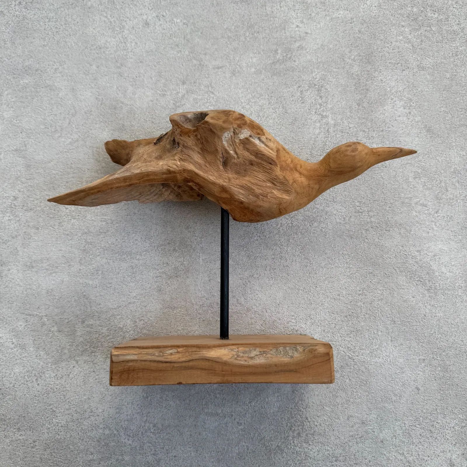 WOOD BIRD 木彫 インテリアオブジェ 木製 ディスプレイ 鳥 置物 - メルカリ