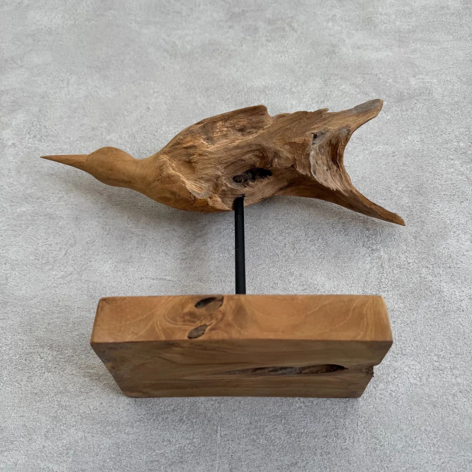 WOOD BIRD 木彫 インテリアオブジェ 木製 ディスプレイ 鳥 置物 - メルカリ